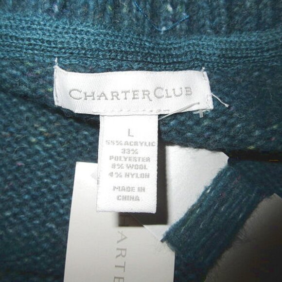 Charter Club Wool Blend Sweater Size L Shawl Collar Pullover Marled Shimmer NWT - Picture 3 of 9